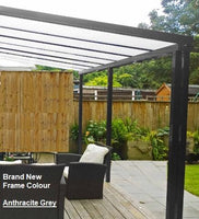 Bespoke D.I.Y. Carport / Canopy Kit - Frame: Anthracite Grey. Length: 2950mm. Projection: 3100mm. Roof tint: 'Clear' multiwall polycarbonate. Pitch: 10 degree. Posts: 2250mm