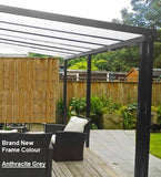 Bespoke D.I.Y. Carport / Canopy Kit - Frame: Anthracite Grey. Length: 2950mm. Projection: 3100mm. Roof tint: 'Clear' multiwall polycarbonate. Pitch: 10 degree. Posts: 2250mm